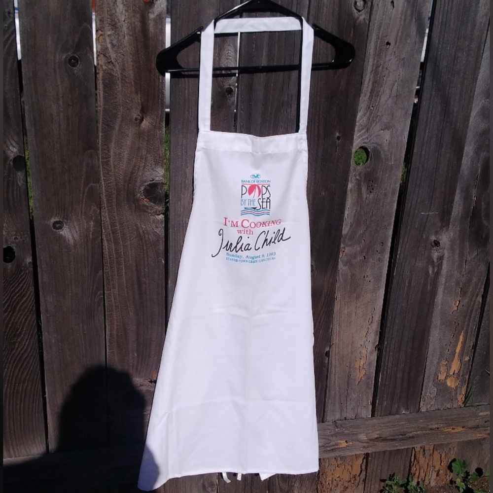 Julia Child x Vintage Apron Boston Pops 1993 Event Promotional White OS Cook Che